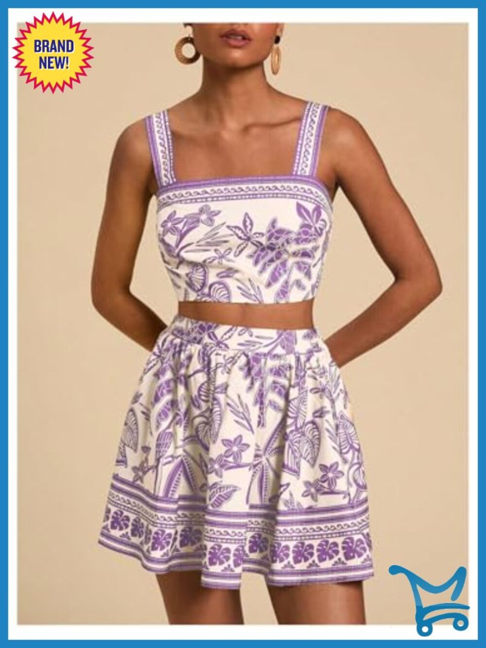 Two Piece Set Crop Cami Top and Skirt Set Vacation Outfit - Picture 4 of 4